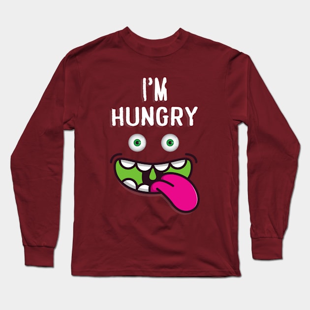 Hungry Tummy Yummy T-Shirt Rolling Tongue Long Sleeve T-Shirt by MaryMas